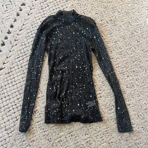Sparkling Black Starry Long Sleeve Top